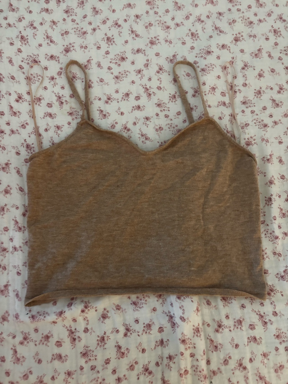 Gianni Bini Brown Knit Spaghetti Strap Crop Top